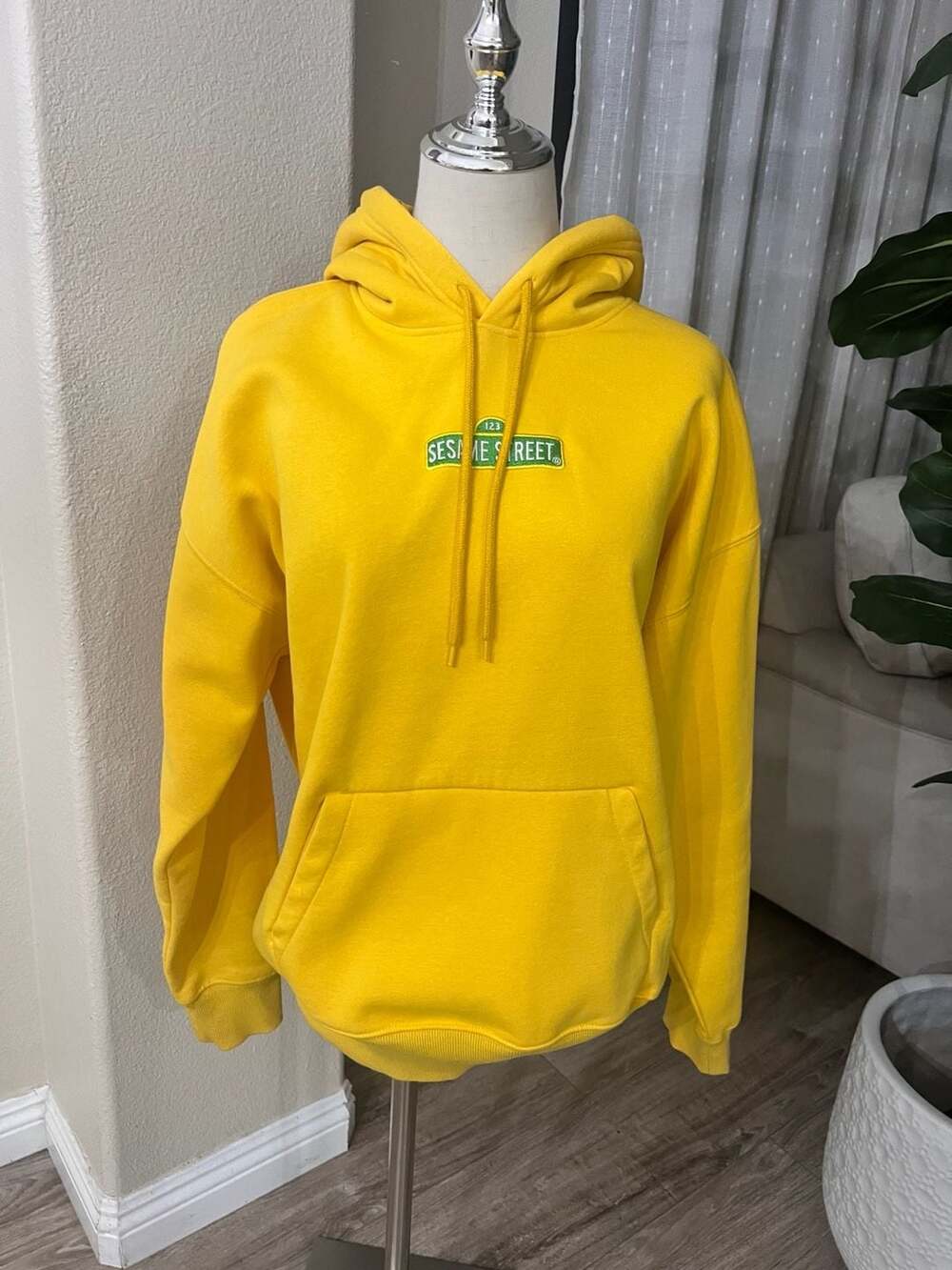 H&M x Sesame Street Bert and Ernie Yellow Hoodie Size S oversized